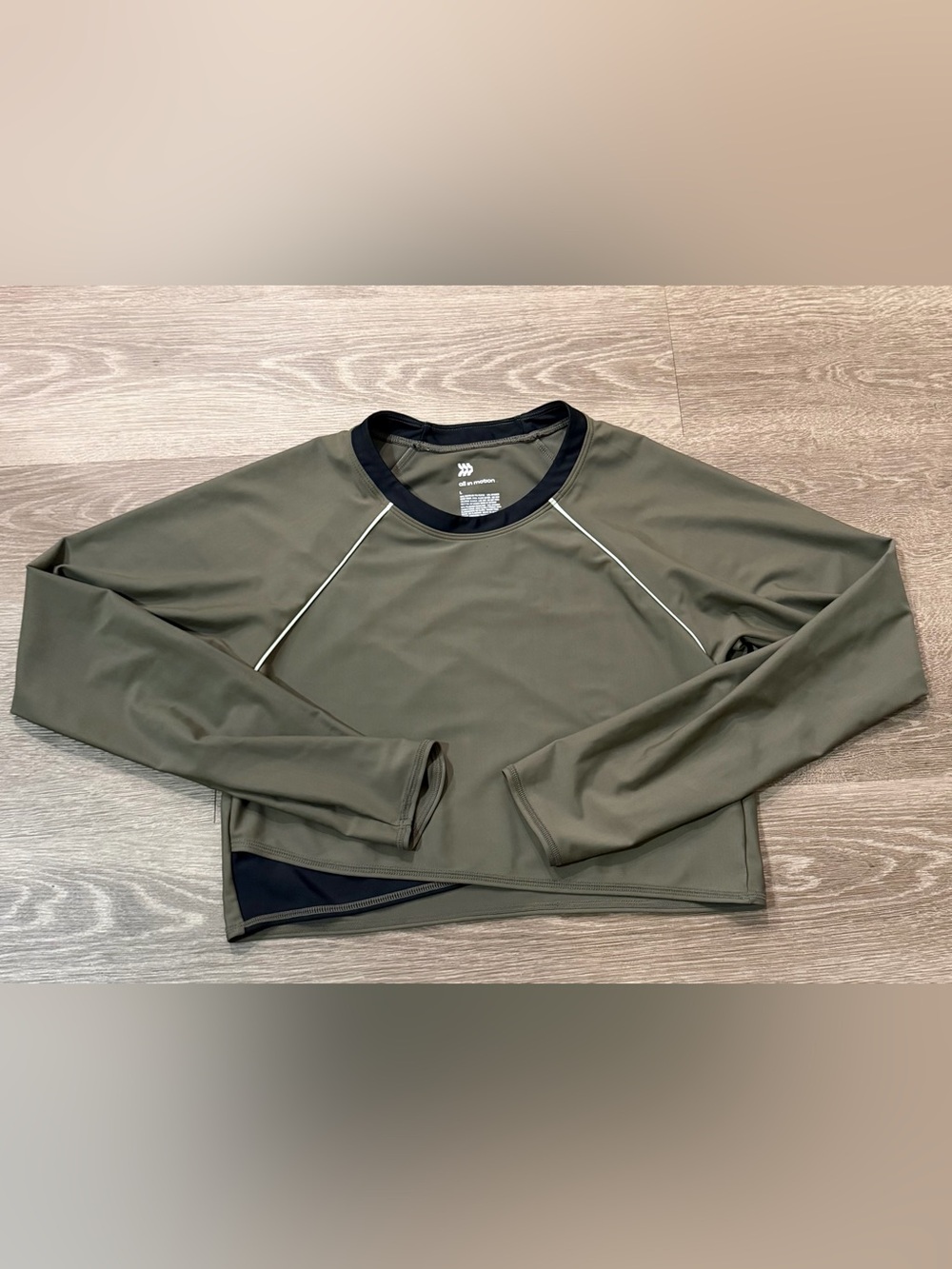 all in motion Olive Green Long Sleeve Active Shirt with Black Trim
